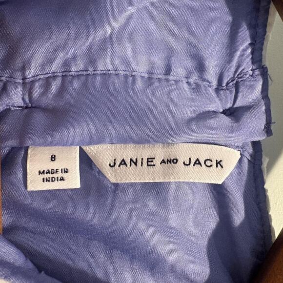 Janie and Jack Dress Girls 8 Blue Boucle Tweed Peter Pan Collar Sleeveless Lined - Picture 2 of 12